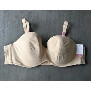 NWT Cacique Boost Multi Way Strapless Beige Underwire Bra Sz 46C